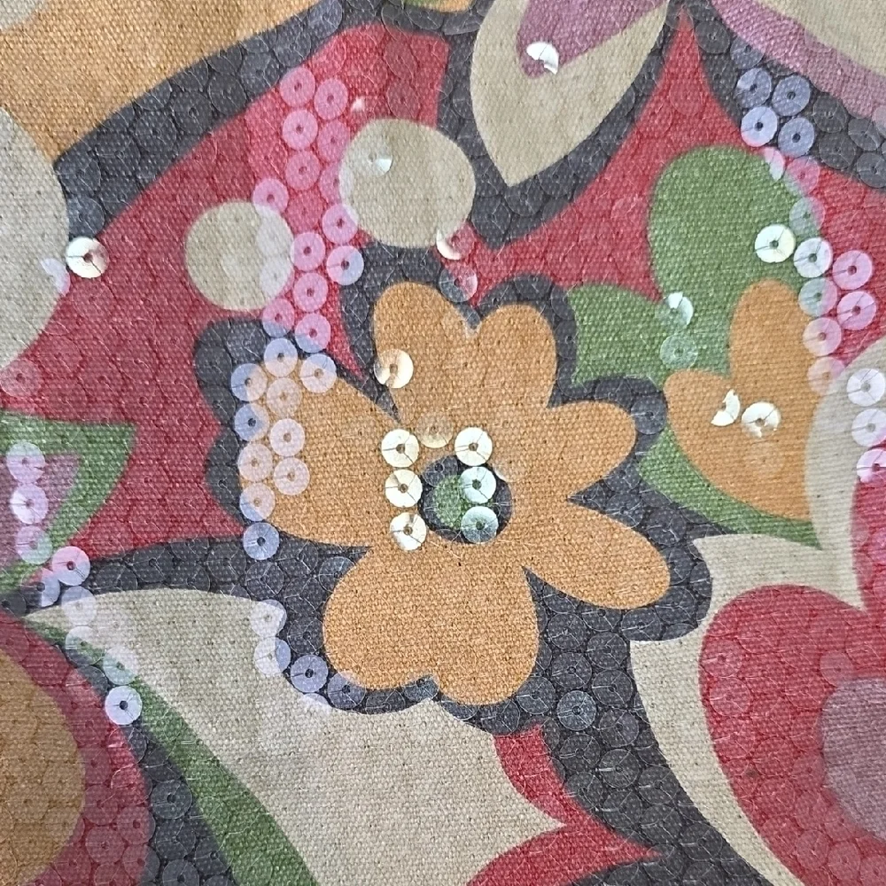 Fashion Express FE Colorful Floral Sequin Tote Bag - Picture 3 of 8
